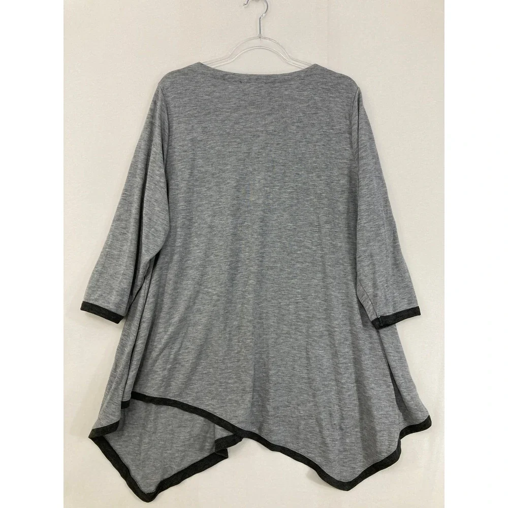 New Chelsea & Theodore Asymmetrical Tunic XXL Grey 3/4 Sleeve Stretch Knit‎